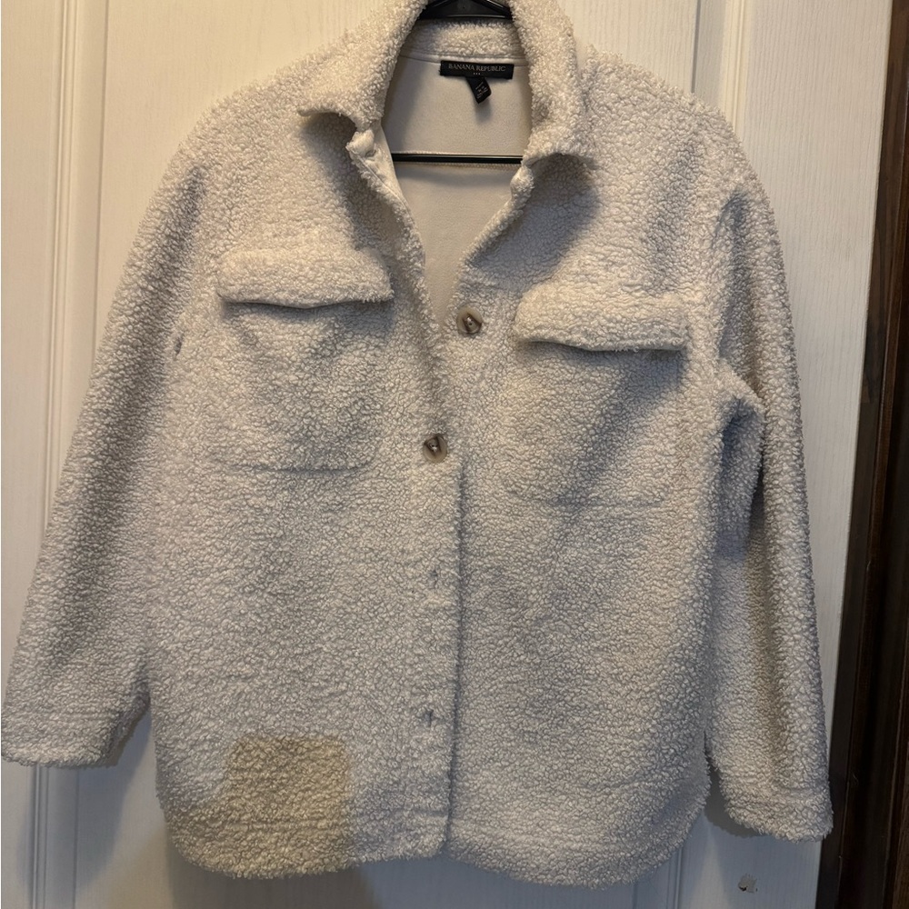 Banana Republic Cream and white teddy bear jacket